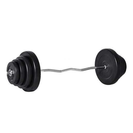 HOMCOM Barra de Pesos Curvada com 8 Discos de Peso Intercambiáveis até 70kg de Aço para Treinamento Culturismo em Academia Casa 140x38,5x38,5cm Preto