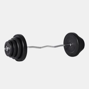 HOMCOM Barra de Pesos Curvada com 8 Discos de Peso Intercambiáveis até 70kg de Aço para Treinamento Culturismo em Academia Casa 140x38,5x38,5cm Preto