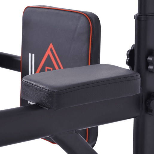 HOMCOM Torre de Exercícios Estação Multifuncional Altura Ajustável com 7 Orifícios para Treinamento Fitness para Casa Academia Escritório Carga Máxima 120kg 123x98x189-239cm Preto e Vermelho
