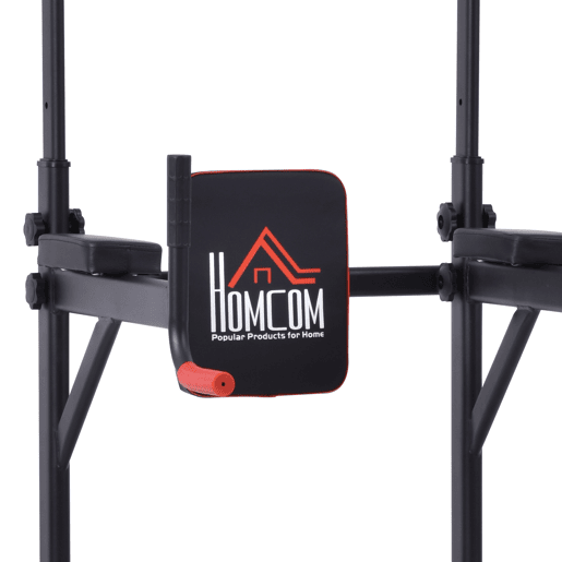 HOMCOM Torre de Exercícios Estação Multifuncional Altura Ajustável com 7 Orifícios para Treinamento Fitness para Casa Academia Escritório Carga Máxima 120kg 123x98x189-239cm Preto e Vermelho