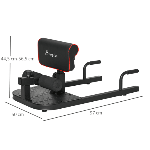 HOMCOM Sissy Squat 3 em 1 Máquina de Agachamento para Exercícios de Abdominais Flexões Agachamentos 50x97x56,5cm Preto e Vermelho