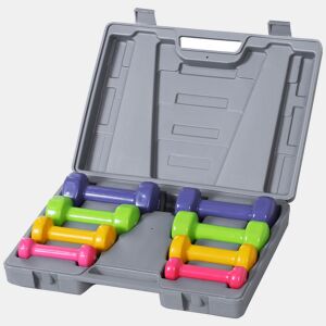 HOMCOM Conjunto de Halteres de 8 Peças, Total 10 kg, 2x0,5 kg, 2x1 kg, 2x1,5 kg, 2x2 kg, Halteres Antiderrapantes Poligonais com Mala de Transporte para Exercício em Casa ou no Ginásio, Multicolor