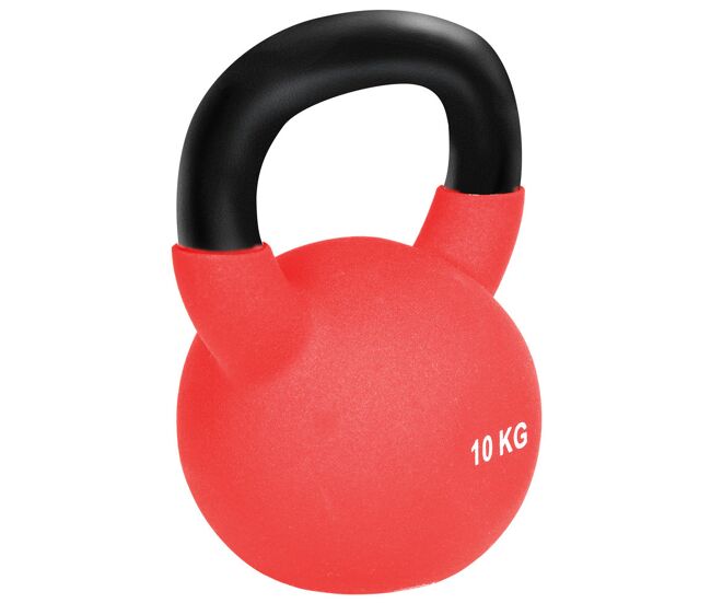 Homcom pesa rusa de 10 kg de hierro fundido kettlebell con revestimiento de neopreno y mango ancho mancuernas de bola para entrenamiento de fuerza en