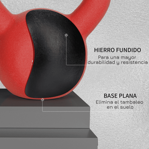 HOMCOM Kettlebell de 10kg de Ferro Fundido Haltere Kettlebell com Revestimento de Neoprene para Treinamento de Força Casa Ginásio 19x12x22 cm Vermelho
