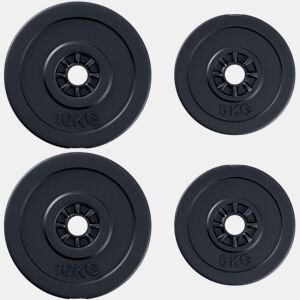 HOMCOM Conjunto de 4 discos de peso de 5 kg e 10 kg com orifício de Ø25 mm para treinamento de força Levantamento de peso preto