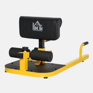 HOMCOM Sissy Squat 3 em 1 Máquina de Agachamento para ExercÃcios de Abdominais Flexões Agachamentos 50x97x56,5cm Preto e Amarelo