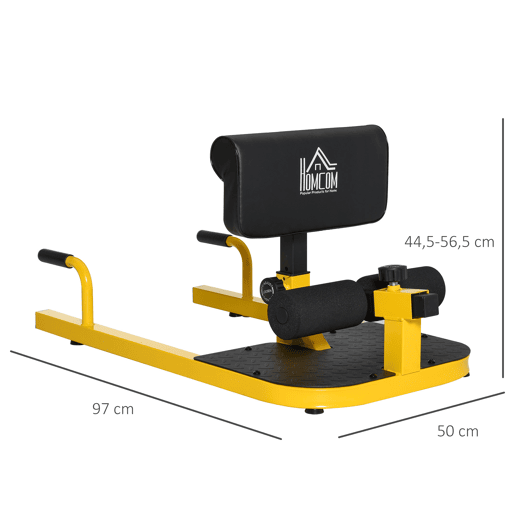 HOMCOM Sissy Squat 3 em 1 Máquina de Agachamento para Exercícios de Abdominais Flexões Agachamentos 50x97x56,5cm Preto e Amarelo