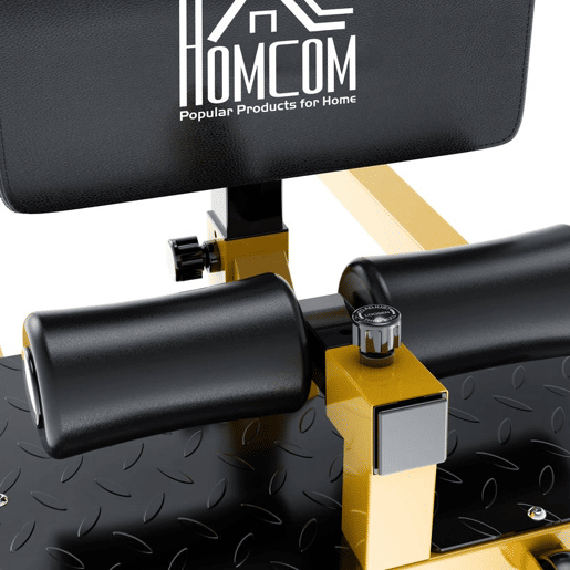 HOMCOM Sissy Squat 3 em 1 Máquina de Agachamento para Exercícios de Abdominais Flexões Agachamentos 50x97x56,5cm Preto e Amarelo