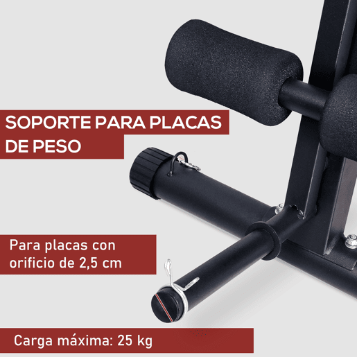 HOMCOM Banco de Musculação com Encosto Ajustável em 7 Posições Extensão de Pernas Apoio para Bíceps e Banda de Resistência para Treino Completo em Casa 54x160x106cm Preto e Vermelho