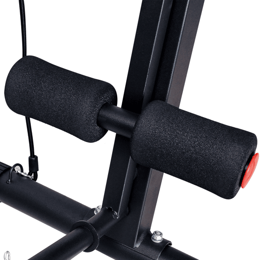 HOMCOM Banco de Musculação com Encosto Ajustável em 7 Posições Extensão de Pernas Apoio para Bíceps e Banda de Resistência para Treino Completo em Casa 54x160x106cm Preto e Vermelho
