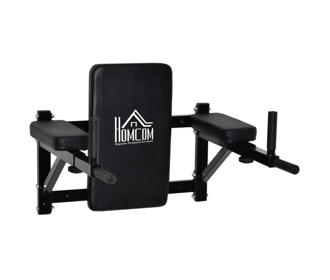 Homcom barra de musculación para pared con brazos ajustables para hacer dominadas flexiones y crossfit en casa 70x53-63x48 cm negro