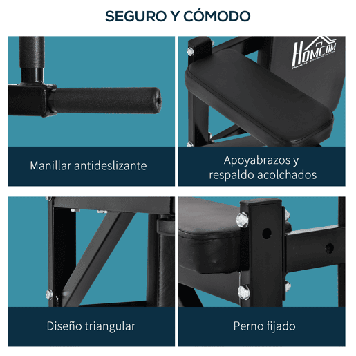 HOMCOM Barra de Elevação para Parede com Braços Ajustáveis Barra de Pull Up para Elevações Flexões e Exercícios em Casa 70x53-63x48 cm Preto