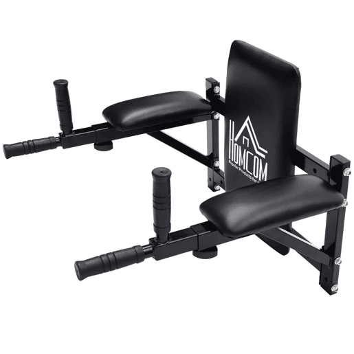 HOMCOM Barra de Elevação para Parede com Braços Ajustáveis Barra de Pull Up para Elevações Flexões e Exercícios em Casa 70x53-63x48 cm Preto