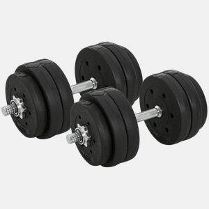 HOMCOM Conjunto de Halteres Ajustáveis 30kg com Barra de Conexão de Aço e Discos Desmontáveis Conjunto de Pesos para Treinamento em Casa Academia Escritório Preto