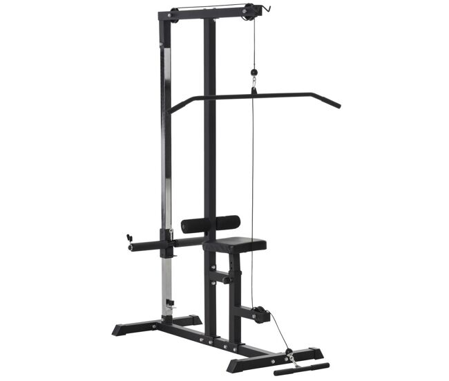 Homcom máquina de musculación estación de entrenamiento para jalón al pecho con polea y asiento regulable para entrenamiento en gimnasio hogar oficina