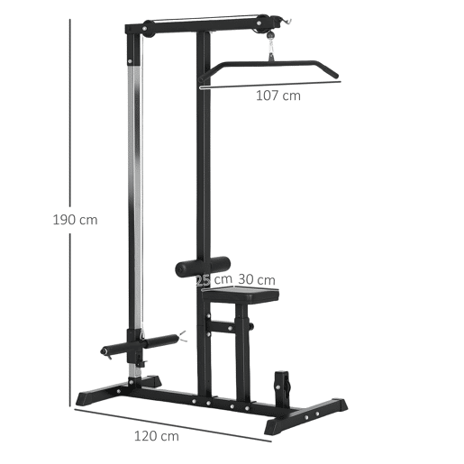 HOMCOM Máquina de Musculação Estação de Treinamento com Poleia e Assento Ajustável em Altura para Treinamento em Casa Academia Escritório Carga Máxima 100kg 107x120x190cm Preto HOMCOM Máquina de Musculação Estação de Treinamento com Poleia e Assento Ajustável em Altura para Treinamento em Casa Academia Escritório Carga Máxima 100kg 107x120x190cm Preto