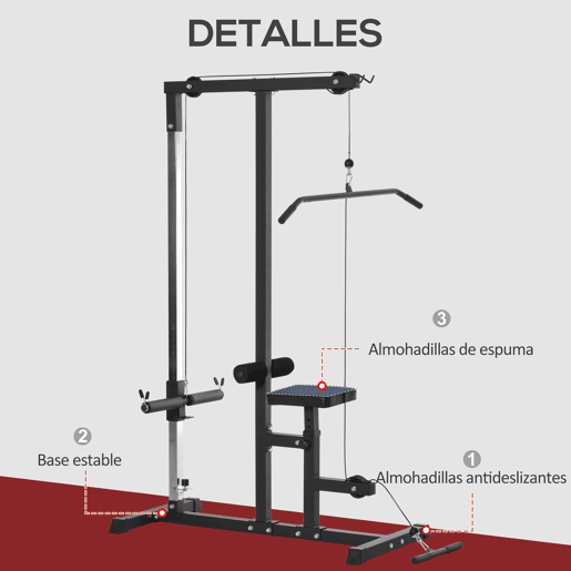 HOMCOM Máquina de Musculação Estação de Treinamento com Poleia e Assento Ajustável em Altura para Treinamento em Casa Academia Escritório Carga Máxima 100kg 107x120x190cm Preto HOMCOM Máquina de Musculação Estação de Treinamento com Poleia e Assento Ajustável em Altura para Treinamento em Casa Academia Escritório Carga Máxima 100kg 107x120x190cm Preto