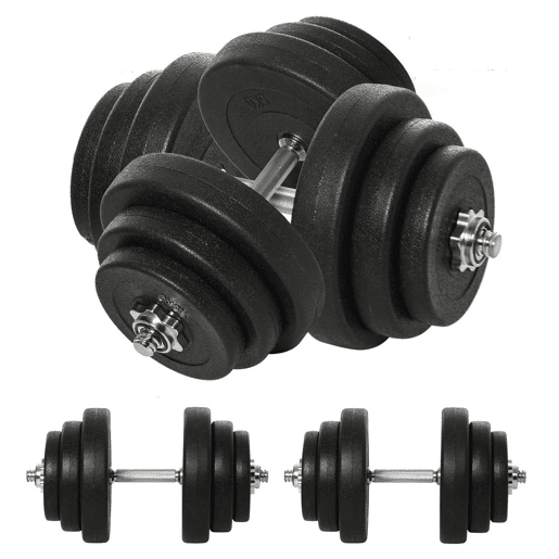 HOMCOM Conjunto de Halteres Ajustáveis 40 kg (4x5 kg, 4x2,5 kg, 4x1,5 kg) Profissional para Ginásio em Casa com 2 Barras de Aço Ø25x450 mm e Discos Pretos