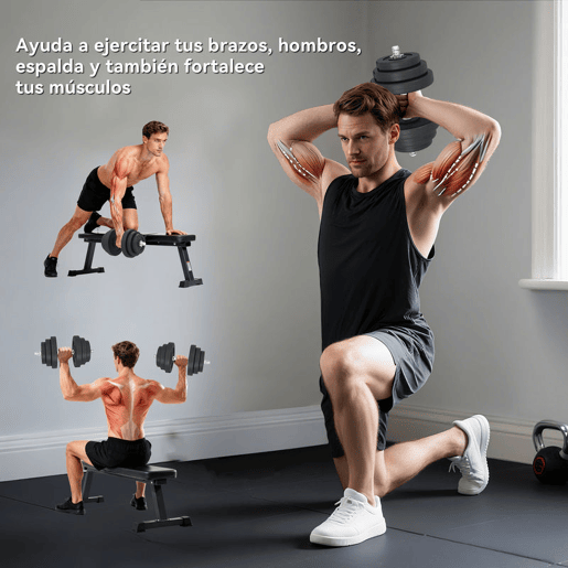 HOMCOM Conjunto de Halteres Ajustáveis 40 kg (4x5 kg, 4x2,5 kg, 4x1,5 kg) Profissional para Ginásio em Casa com 2 Barras de Aço Ø25x450 mm e Discos Pretos