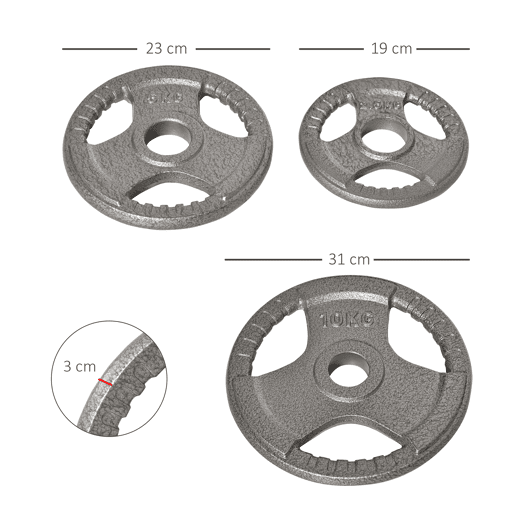 HOMCOM Conjunto de 6 Discos de Peso 35kg Discos Olimpicos com Orifício Central de Ø5,4cm para Treinamento em Casa Academia Prata HOMCOM Conjunto de 6 Discos de Peso 35kg Discos Olimpicos com Orifício Central de Ø5,4cm para Treinamento em Casa Academia Prata