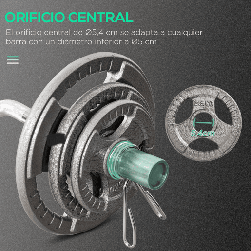 HOMCOM Conjunto de 6 Discos de Peso 35kg Discos Olimpicos com Orifício Central de Ø5,4cm para Treinamento em Casa Academia Prata HOMCOM Conjunto de 6 Discos de Peso 35kg Discos Olimpicos com Orifício Central de Ø5,4cm para Treinamento em Casa Academia Prata