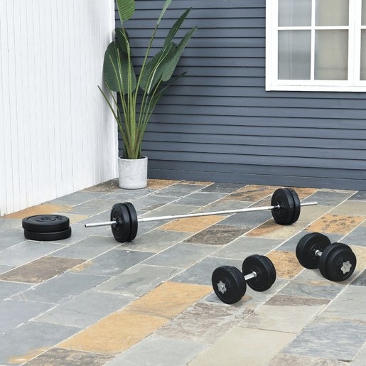 HOMCOM Conjunto de Barras de Pesos com 14 Discos de Pesos Intercambiáveis até 55kg Conjunto de Pesos e Barras Ajustáveis para Culturismo Treinamento Fitness em Casa Academia Preto