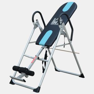 HOMCOM Mesa de Inversão Dobrável com Altura Ajustável entre 147-198 cm e Cinto de Segurança Capacidade Máxima 136 kg 65x112-142x126 cm Preto e Azul