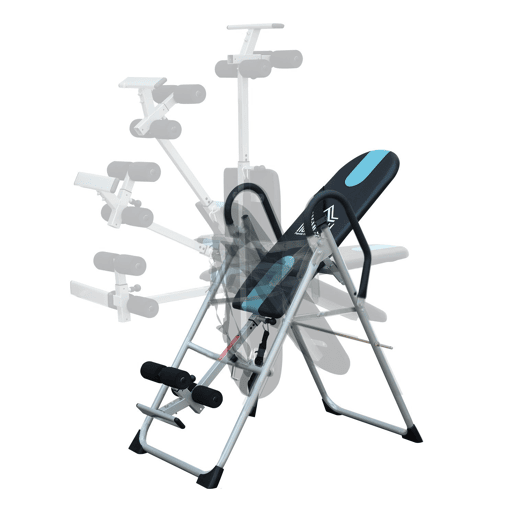 HOMCOM Mesa de Inversão Dobrável com Altura Ajustável entre 147-198 cm e Cinto de Segurança Capacidade Máxima 136 kg 65x112-142x126 cm Preto e Azul