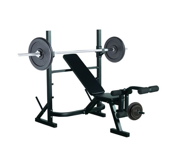 Homcom banco de pesas banco de musculación multifuncional con soporte barra de pesas altura ajustable de 3 niveles carga 300 kg para entrenamiento fitness de cuerpo completo negro