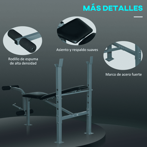 HOMCOM Banco de Musculação com Altura Ajustável Banco de Pesos Multifuncional Banco Fitness para Treino Completo com Encosto Ajustável Carga 200 kg 165x68x114 cm Preto