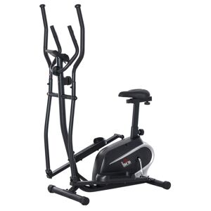 HOMCOM Bicicleta elíptica de fitness com Resistência Magnética Ajustável Tela LCD Sela Ajustável Monitor de Frequência Cardíaca e Volante 3 kg 103x62x151 cm Preto