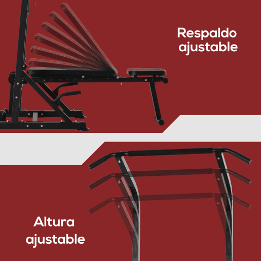 HOMCOM Estação de Musculação Torre de Treinamento Altura Ajustável com Barra de Flexões e Banco Dobrável para Fitness em Casa Academia Carga 150kg 99x178x230cm Preto