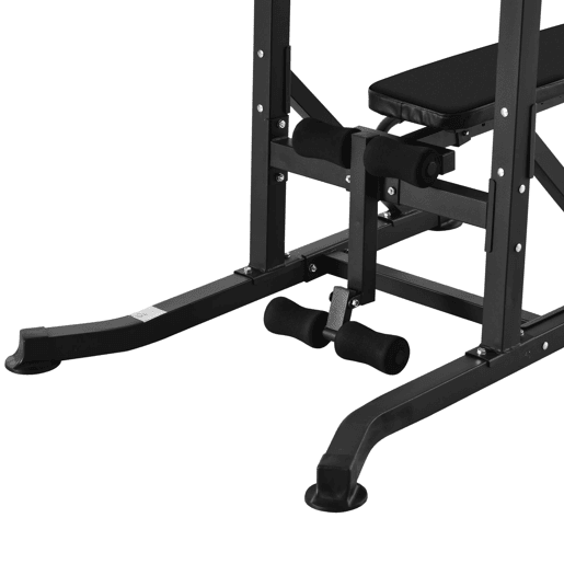 HOMCOM Estação de Musculação Torre de Treinamento Altura Ajustável com Barra de Flexões e Banco Dobrável para Fitness em Casa Academia Carga 150kg 99x178x230cm Preto