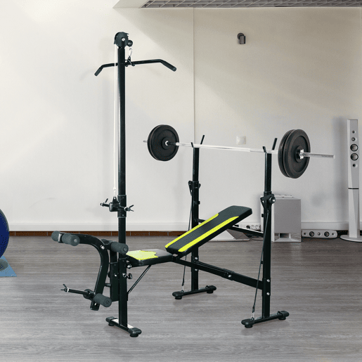HOMCOM Banco de Musculação Reclinável Multifuncional para Treinamento e Musculação 175x110x202 cm Preto