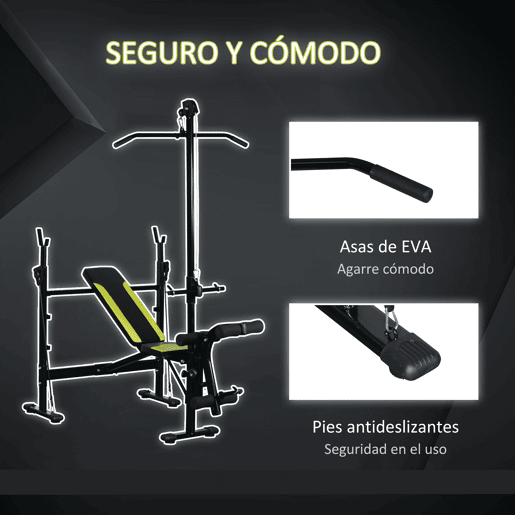 HOMCOM Banco de Musculação Reclinável Multifuncional para Treinamento e Musculação 175x110x202 cm Preto