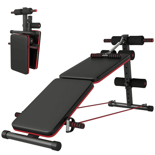 HOMCOM Banco de Exercício e Musculação, Banco de Abdominais Dobrável Ajustável em Altura com Suporte Poplíteo Regulável Ideal para Casa e Ginásio 137x51x50-66 cm Preto
