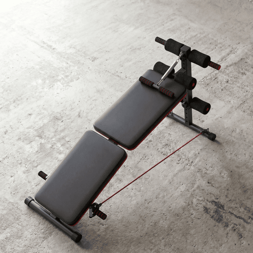 HOMCOM Banco de Exercício e Musculação, Banco de Abdominais Dobrável Ajustável em Altura com Suporte Poplíteo Regulável Ideal para Casa e Ginásio 137x51x50-66 cm Preto