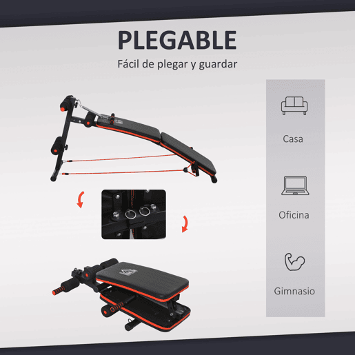 HOMCOM Banco de Exercício e Musculação, Banco de Abdominais Dobrável Ajustável em Altura com Suporte Poplíteo Regulável Ideal para Casa e Ginásio 137x51x50-66 cm Preto