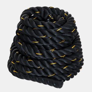 HOMCOM Corda de Batalha Ø38 mm Comprimento 9 m Battle Rope para Exercícios Fitness Crossfit Ultra-Resistente Preto e Amarelo