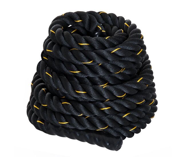 Homcom cuerda de batalla ø38 mm longitud 9 m battle rope formación battling power cuerda ejercicio fitness deporte poliéster ultra resistente negro
