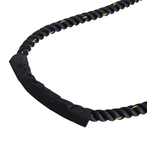 HOMCOM Corda de Batalha Ø38 mm Comprimento 9 m Battle Rope para Exercícios Fitness Crossfit Ultra-Resistente Preto e Amarelo