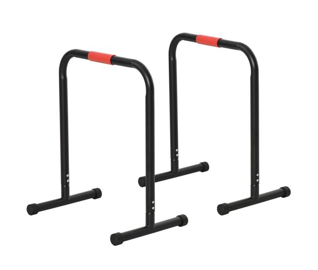 Homcom barras paralelas training musculación calistenia soporte con mango extra ancho para flexiones inclinadas dips 63x41x73 cm negro