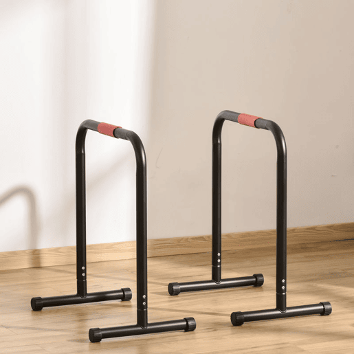 HOMCOM Suporte de treino de barras paralelas com alça extra larga para flexões inclinadas para construção muscular. Calistênicos. 63x41x73 cm Preto HOMCOM Suporte de treino de barras paralelas com alça extra larga para flexões inclinadas para construção muscular. Calistênicos. 63x41x73 cm Preto