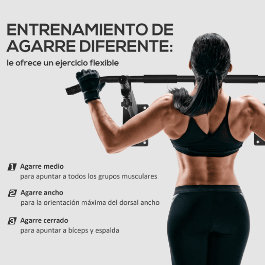 HOMCOM Barra de Elevações para Parede Treinamento Muscular Pull Up para Casa Carga Máxima 150kg 93,5x65x17 cm Preto