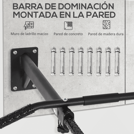 HOMCOM Barra de Elevações para Parede Treinamento Muscular Pull Up para Casa Carga Máxima 150kg 93,5x65x17 cm Preto