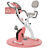 HOMCOM Bicicleta Estática Dobrável com Altura e Resistência Ajustáveis com Tela LCD e Assento com Encosto 51x97x115 cm Rosa