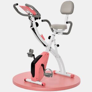 HOMCOM Bicicleta Estática Dobrável com Altura e Resistência Ajustáveis com Tela LCD e Assento com Encosto 51x97x115 cm Rosa