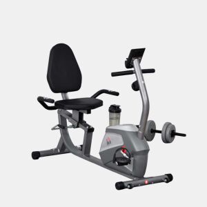 HOMCOM Bicicleta Estática com Encosto, 8 Níveis de Resistência Magnética, Bicicleta de Exercício para Casa, com Volante, Assento Ajustável, Monitor LCD, Sensor Cardíaco, Suporte para Telemóvel e Rodas, Cinzento