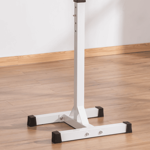 HOMCOM Suporte para Barra de Pesos Ajustável Estante de Aço para Levantamento de Pesos Carga Máx. 150kg Treinamento em Academia Casa 52x48x105-160cm Branco e Preto