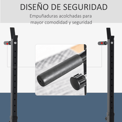 HOMCOM Suporte Ajustável para Barras de Peso Suporte Multifuncional para Exercício em Casa Escritório Carga 150kg Altura Ajustável 121-171cm Preto e Vermelho